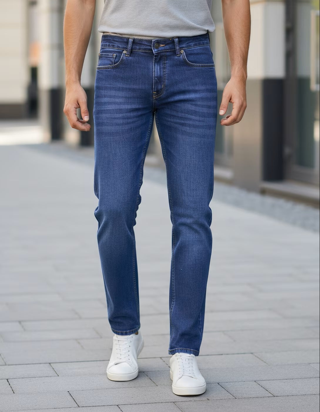 Ankle Length Fly With Button Closure Mid Wash Jeans