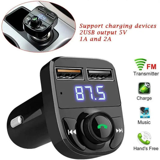 CAR-X8 Bluetooth FM Transmitter Kit with Dual USB Fast Charger ( default, Standard ).