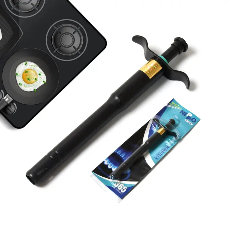 Stainless Steel Black Gas Lighter for Kitchen Stove Durable, Rustproof & Battery-Free Spark Igniter ( default, Standard ).