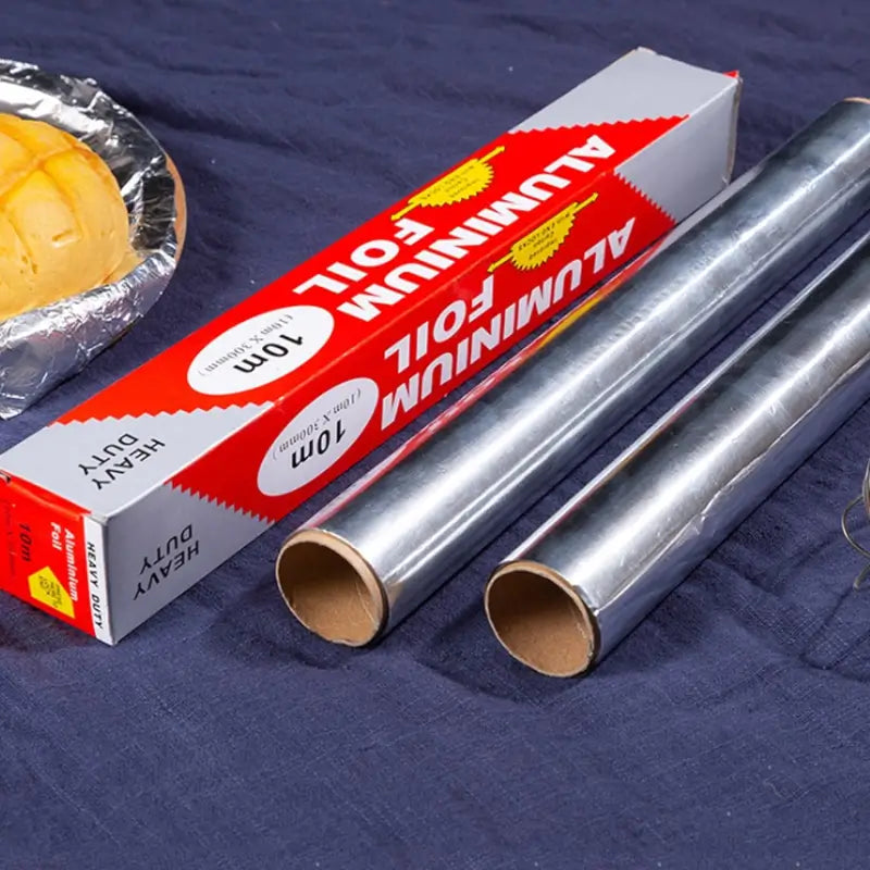 Heavy Duty Non-Stick Aluminum Foil Roll (10m x 300mm) Ideal for Baking, Grilling, and Food Storage ( default, Standard ).
