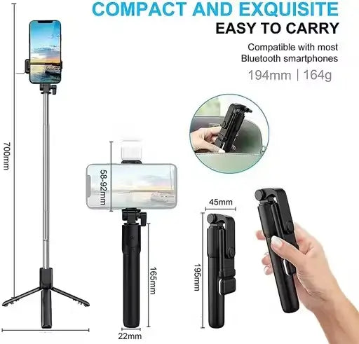 Bluetooth Extendable Selfie Stick – Wireless Remote Tripod ( default, Standard )