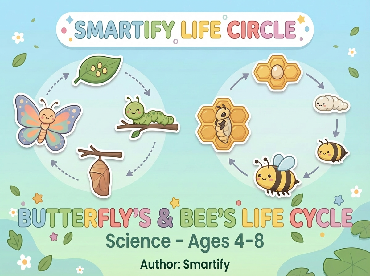 Butterfly and Bee Life Cycles for Kids | Nature Science Book Ages 4-8: Discover How Butterflies and Bees Grow, Change, and Help