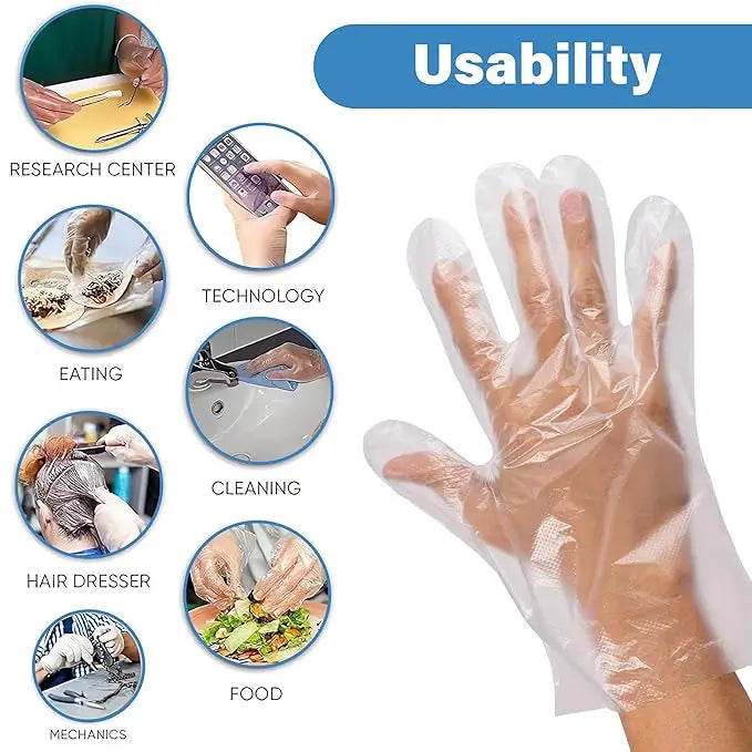 Biodegradable Food Grade Disposable Hand Gloves | Transparent & Disposable Gloves( 500 Pec In 1 Box) ( default, Standard )