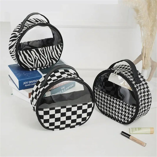 Makeup Bag Cosmetic Organizer Toiletry Storage Pouch (Black/White) ( default, OneSize )