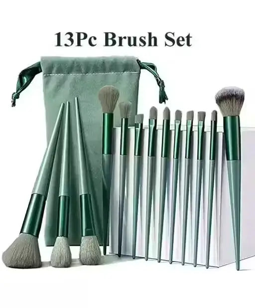Professional FIX+ Makeup Brushes Green Colour Set of 13PCS ( green, OS )