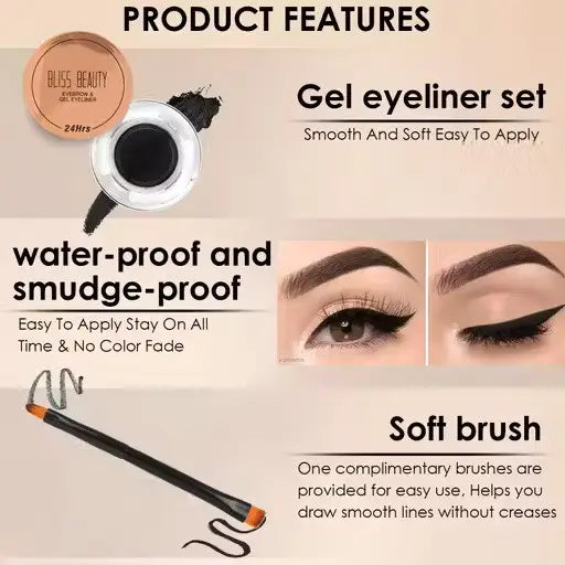 Beauty Waterproof Eyebrow & Gel Eyeliner – 2-in-1 Set ( default, Standard )