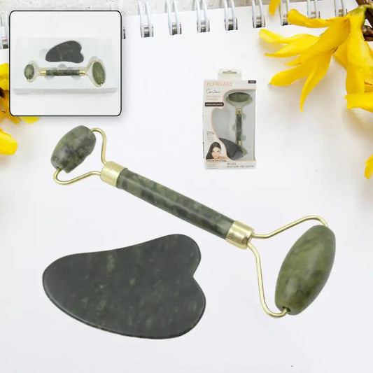 Gua Sha Stone and Anti Aging Jade Roller Massager for Face Massage Natural Face Skincare Massager & Face Roller Massager for Women | Face Shaper Jade Roller and Gua Sha Set for Glowing Skin.