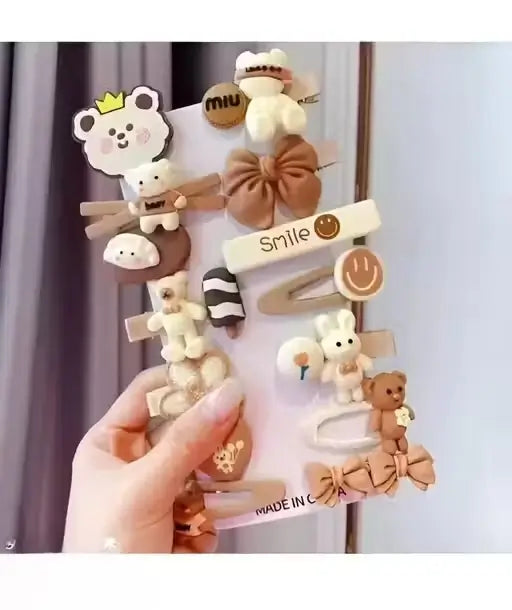 14 Pc Teddy Bow Hair Clips – Small Multicolor Rubber Clips ( default, Standard )