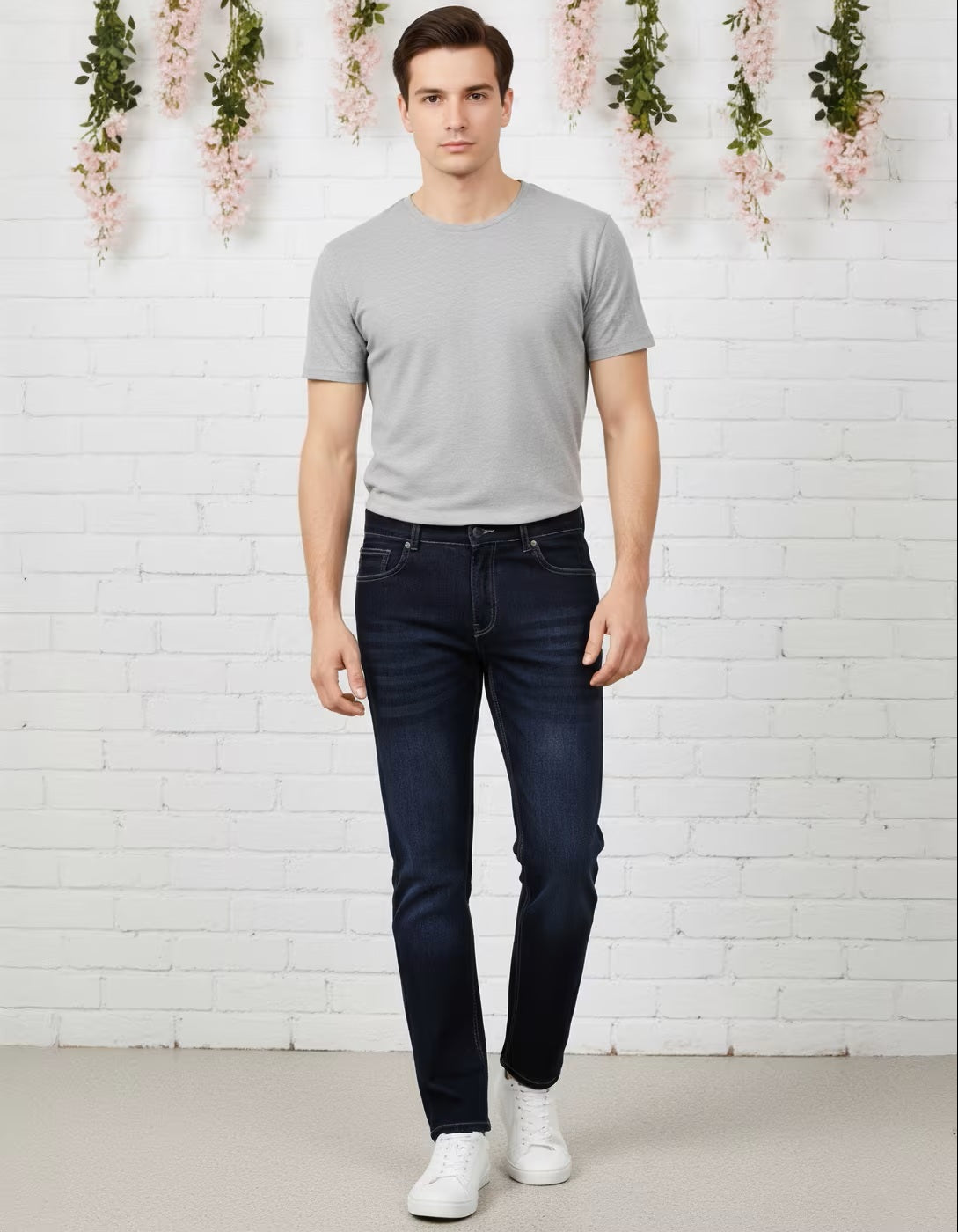 Ankle Length Fly With Button Closure Mid Wash Jeans