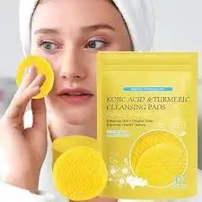 Kojic Acid & Turmeric Cleansing Pads – Deep Cleanse & Brighten Skincare Pads ( yellow, Free Size ).