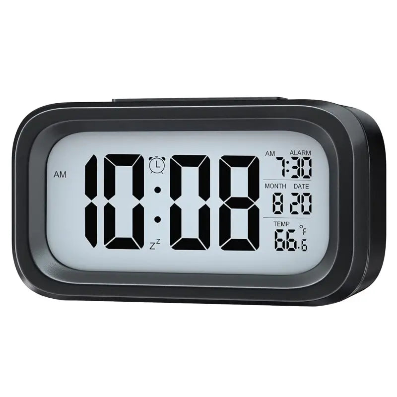 Digital lcd alarm clock with backlight optically controlled battery-powered clock with time, date, and temperature - Durable Plastic ( default, OS ).
