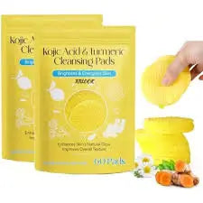 Kojic Acid & Turmeric Cleansing Pads – Deep Cleanse & Brighten Skincare Pads ( yellow, Free Size ).