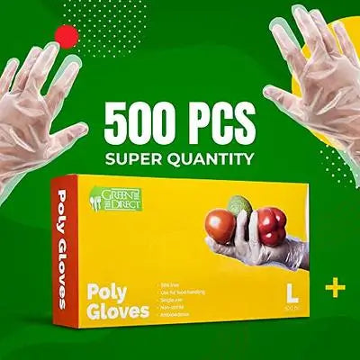 Biodegradable Food Grade Disposable Hand Gloves | Transparent & Disposable Gloves( 500 Pec In 1 Box) ( default, Standard )