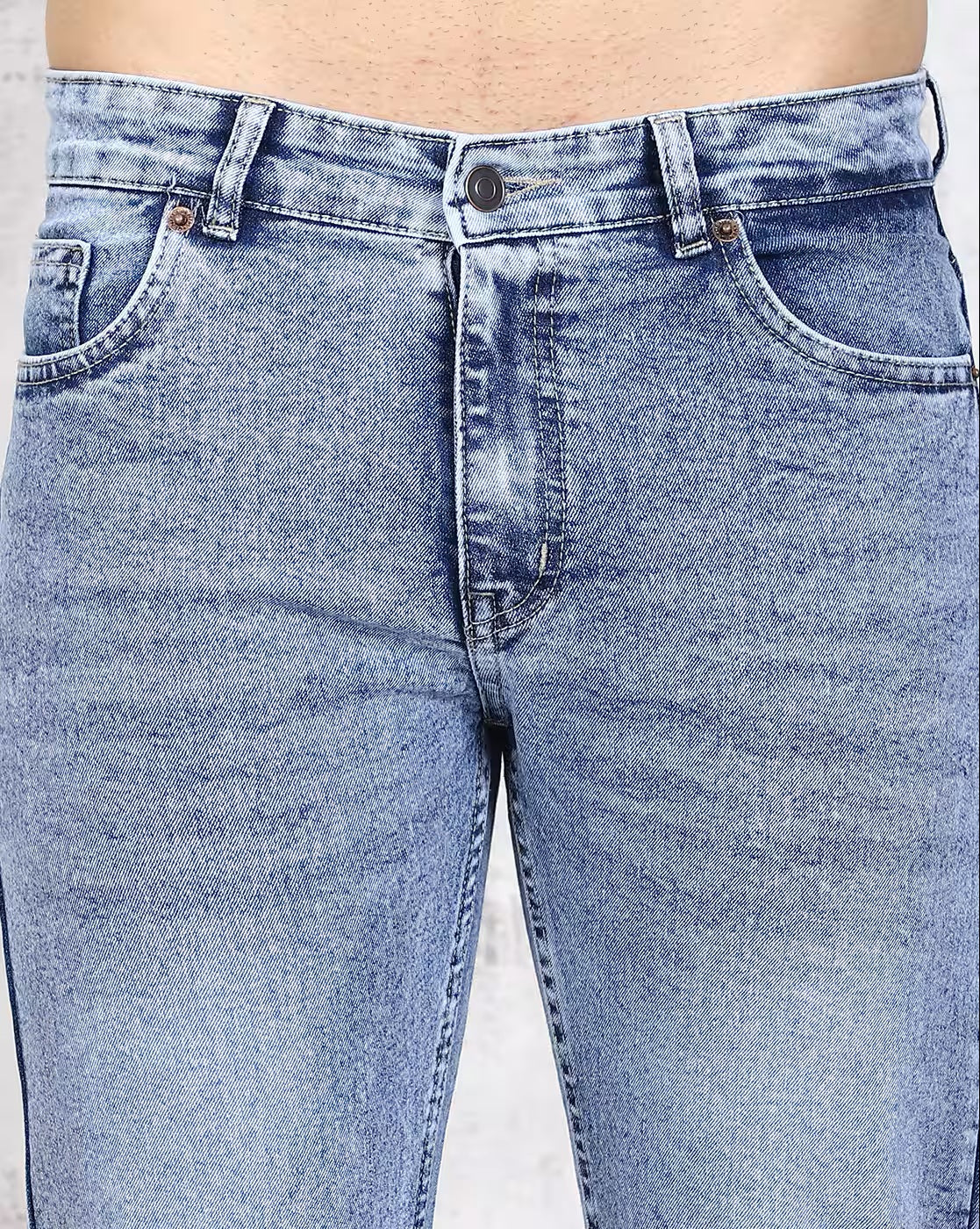 Ankle Length Fly With Button Closure Mid Wash Jeans