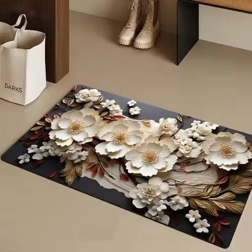 Rubber Floral Door Mat – Non-Slip Weatherproof Entry Mat ( default, Standard )