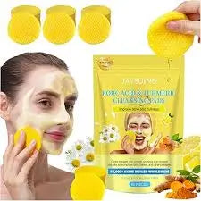 Kojic Acid & Turmeric Cleansing Pads – Deep Cleanse & Brighten Skincare Pads ( yellow, Free Size ).