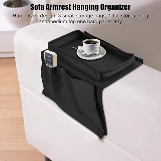 Sofa Arm Rest Hanging Storage Bag, Storage Bag for Sofa Ideal for Sorting Magazines iPad Books (Black) ( black, Standard ).