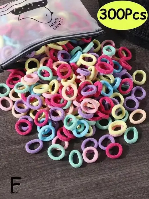 Colorful Fabric Hair Ties Set (300 pcs) – Multicolor Hair Accessories ( default, Standard )