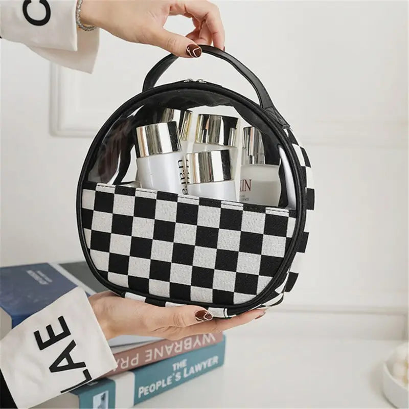 Makeup Bag Cosmetic Organizer Toiletry Storage Pouch (Black/White) ( default, OneSize )