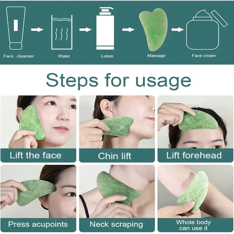Gua Sha Stone and Anti Aging Jade Roller Massager for Face Massage Natural Face Skincare Massager & Face Roller Massager for Women | Face Shaper Jade Roller and Gua Sha Set for Glowing Skin.