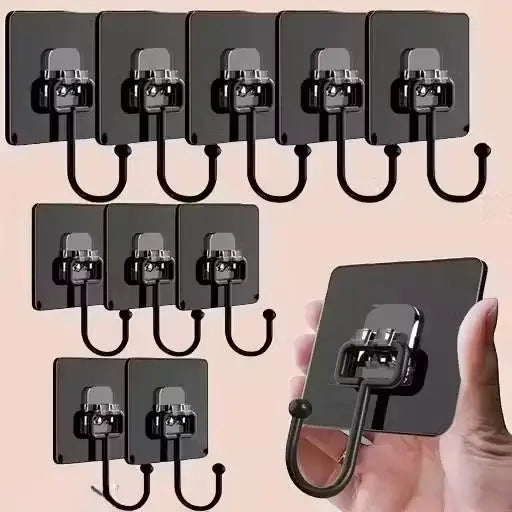 10PC Self Adhesive Wall Sticker Hooks – Stainless Steel, No-Drill ( default, Standard )