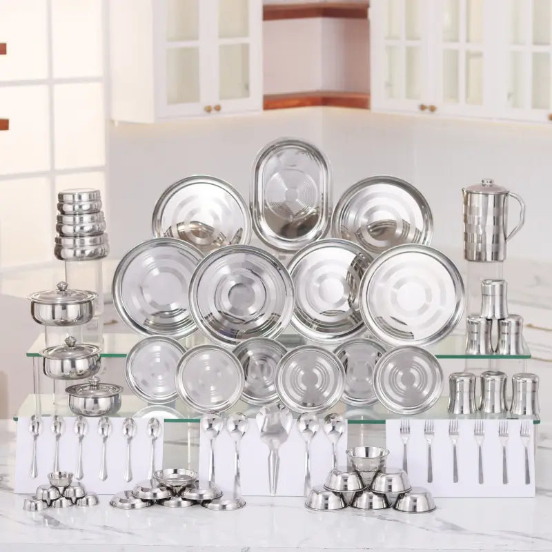 KIARAA 61 PIECE STAINLESS STEEL DINNER SET ( default, Free Size )