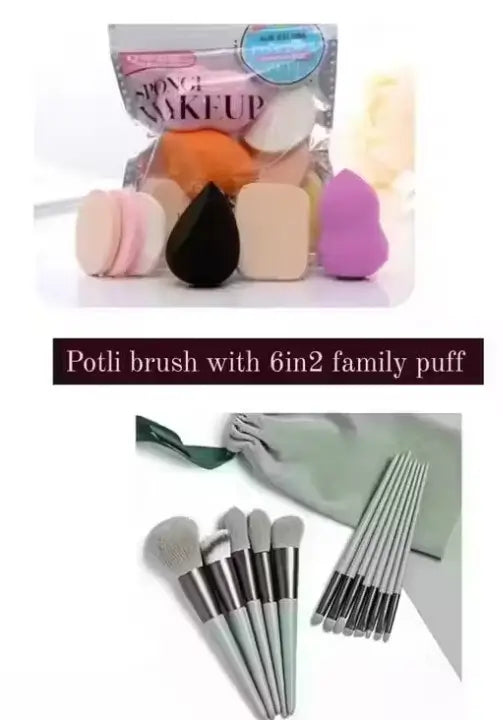 Professional FIX+ Makeup Brushes Green Colour Set of 13PCS with Beauty Blender ( default, OS )