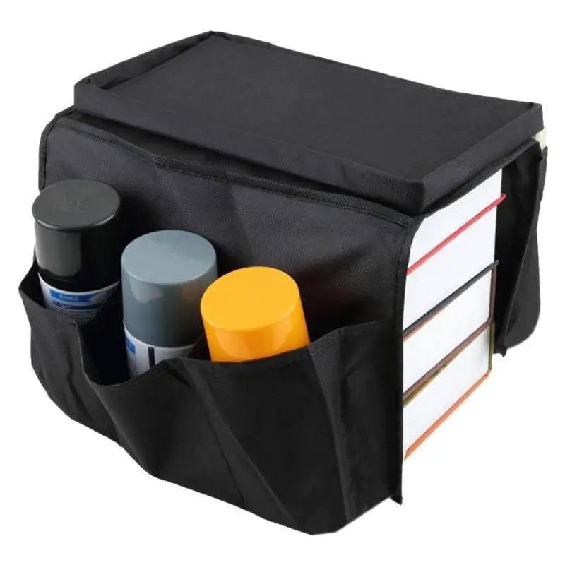 Sofa Arm Rest Hanging Storage Bag, Storage Bag for Sofa Ideal for Sorting Magazines iPad Books (Black) ( black, Standard ).