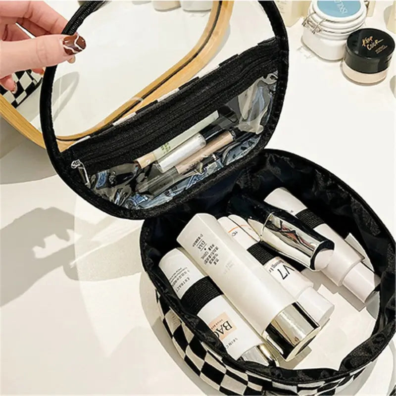 Makeup Bag Cosmetic Organizer Toiletry Storage Pouch (Black/White) ( default, OneSize )