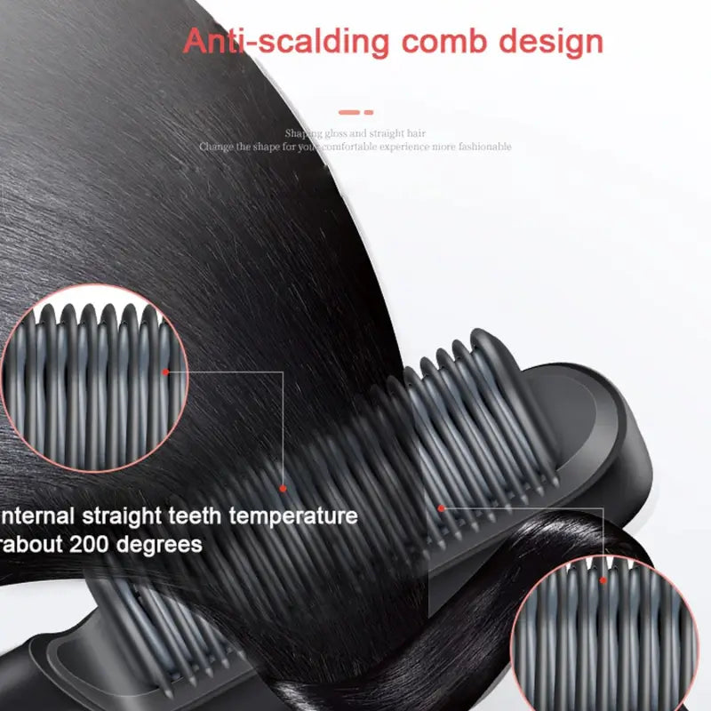 Hair Straightener Brush with Keratin Ceramic Coating Fast Heating, Adjustable Temperature, Anti-Frizz Design ( default, Standard ).