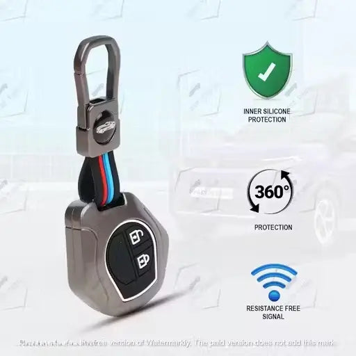 Premium Metal Key Cover Compatible for Suzuki Swift & More ( grey, OS )