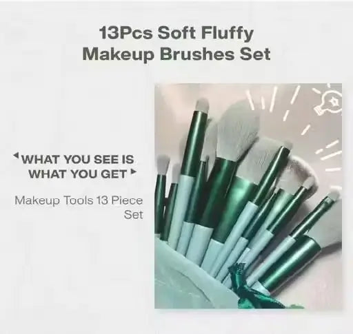Professional FIX+ Makeup Brushes Green Colour Set of 13PCS ( green, OS )