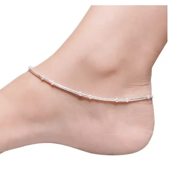 Silver-Plated Anklets & Necklace Chain Combo | Free Size Alloy Payal | Non-Adjustable Fashion Jewellery Set (Pack of 2) ( default, Standard )