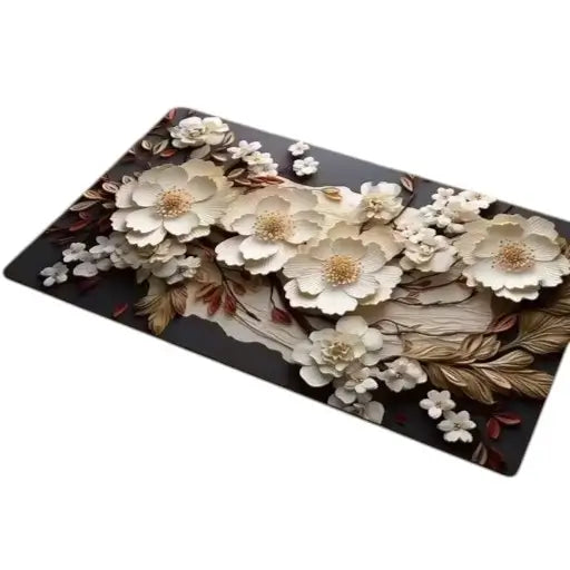 Rubber Floral Door Mat – Non-Slip Weatherproof Entry Mat ( default, Standard )