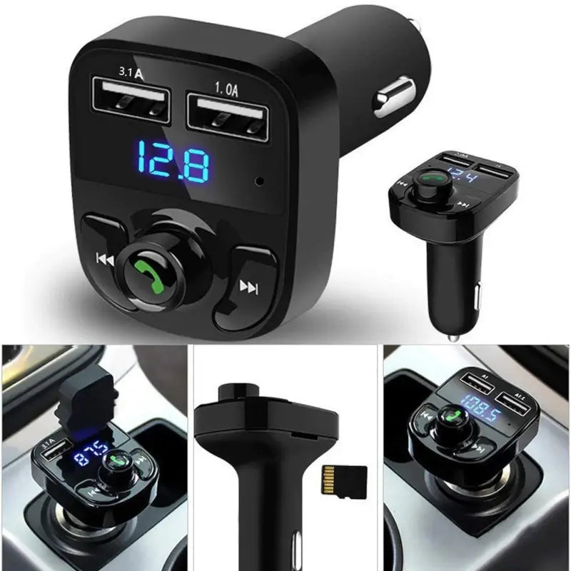 CAR-X8 Bluetooth FM Transmitter Kit with Dual USB Fast Charger ( default, Standard ).