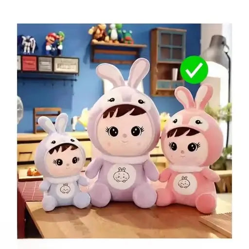 Stuffed Doll with Bunny Cap – Pink Plush Toy for Kids and Girls ( default, OS )