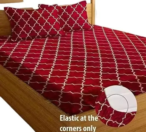 Cotton Checked Fitted Bedsheet – Single Size ( default, Single )