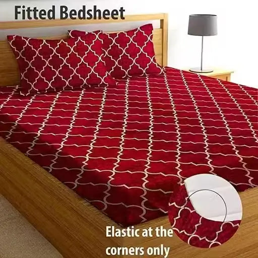 Cotton Checked Fitted Bedsheet – Single Size ( default, Single )