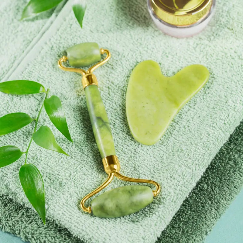 Gua Sha Stone and Anti Aging Jade Roller Massager for Face Massage Natural Face Skincare Massager & Face Roller Massager for Women | Face Shaper Jade Roller and Gua Sha Set for Glowing Skin.